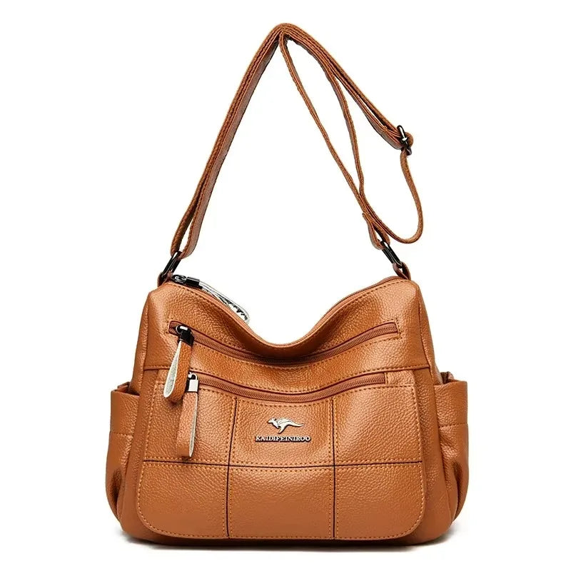 Sequined Leather Shoulder Tote