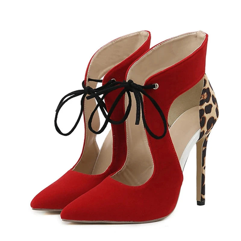 Leopard Cross-Tied Pointed Pumps