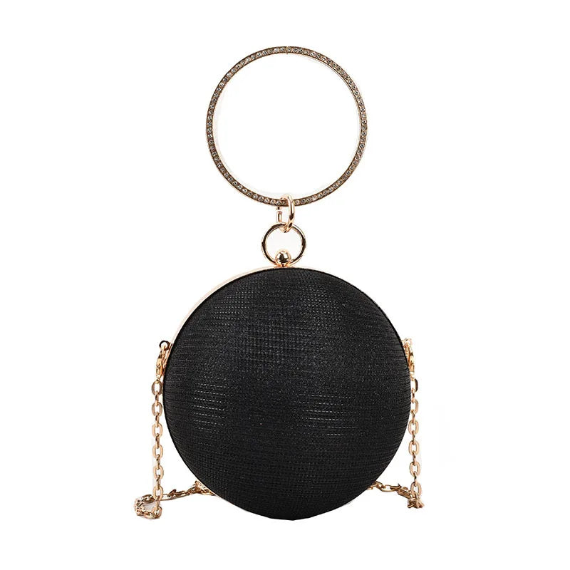 Metallic Circular Messenger Handbag