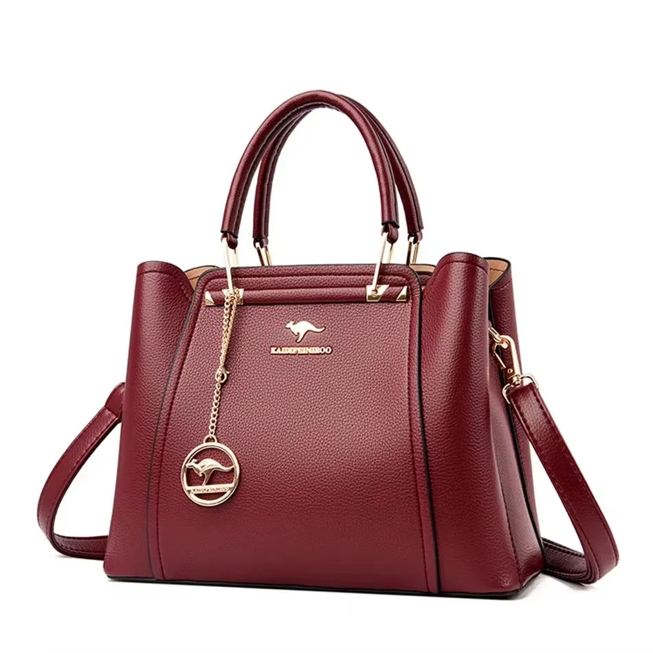 Sequined Leather Shoulder Tote