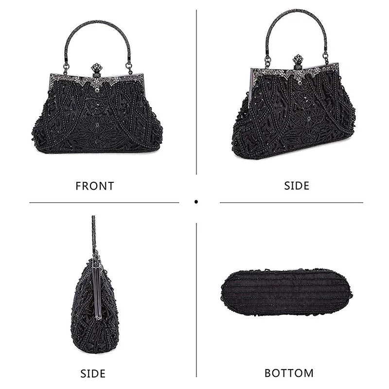 Floral Diamond Hobo Handbag