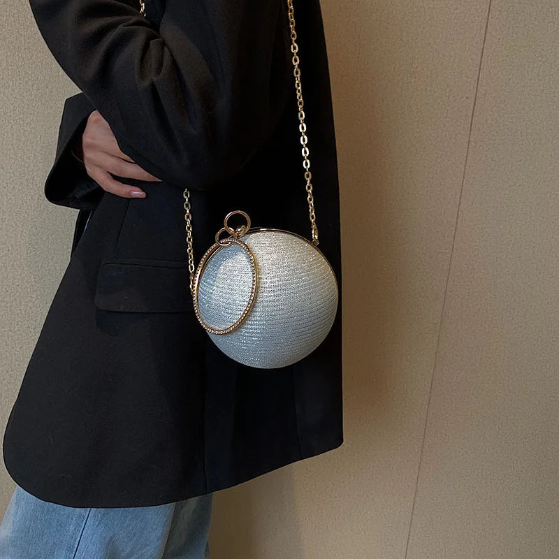 Metallic Circular Messenger Handbag