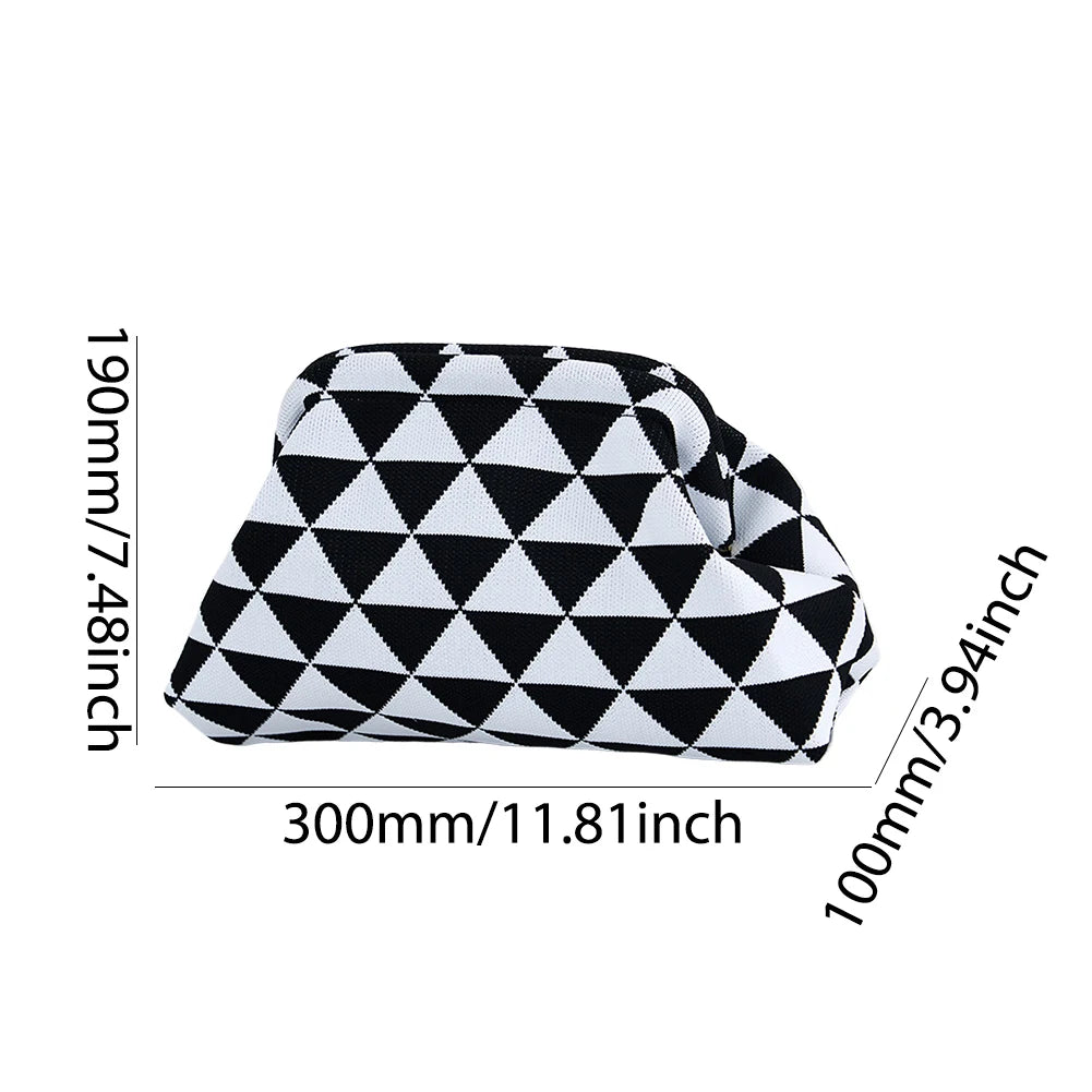 Striped Knitted Cotton Clutch Bag