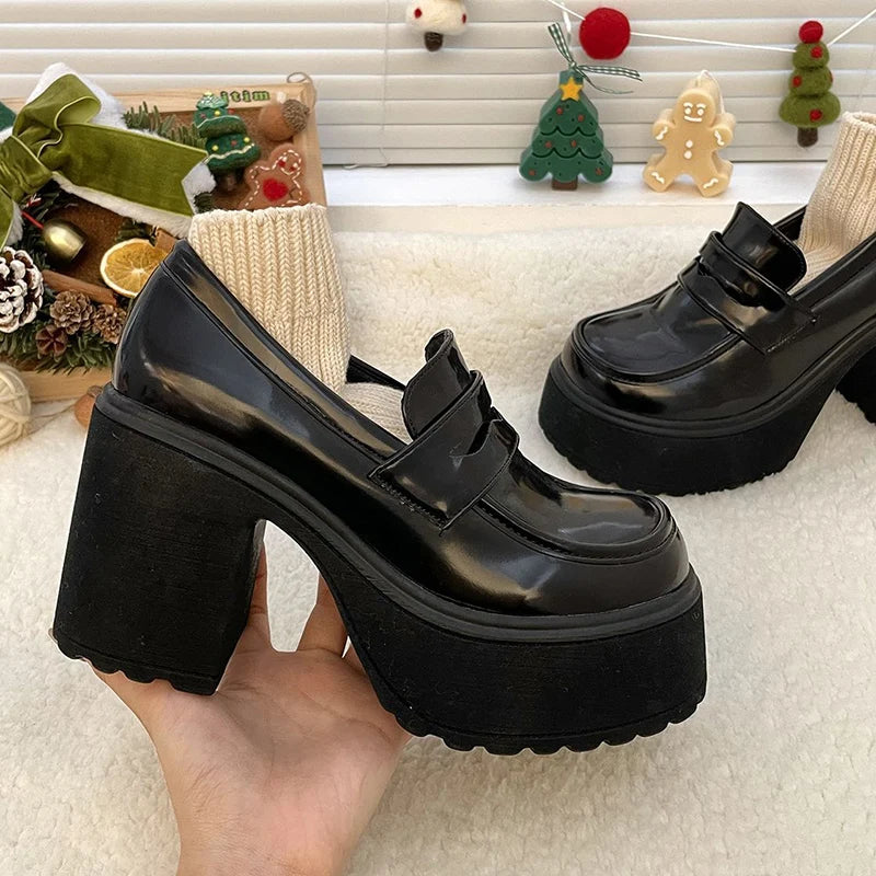 Retro Chunky Platform Heel Pumps