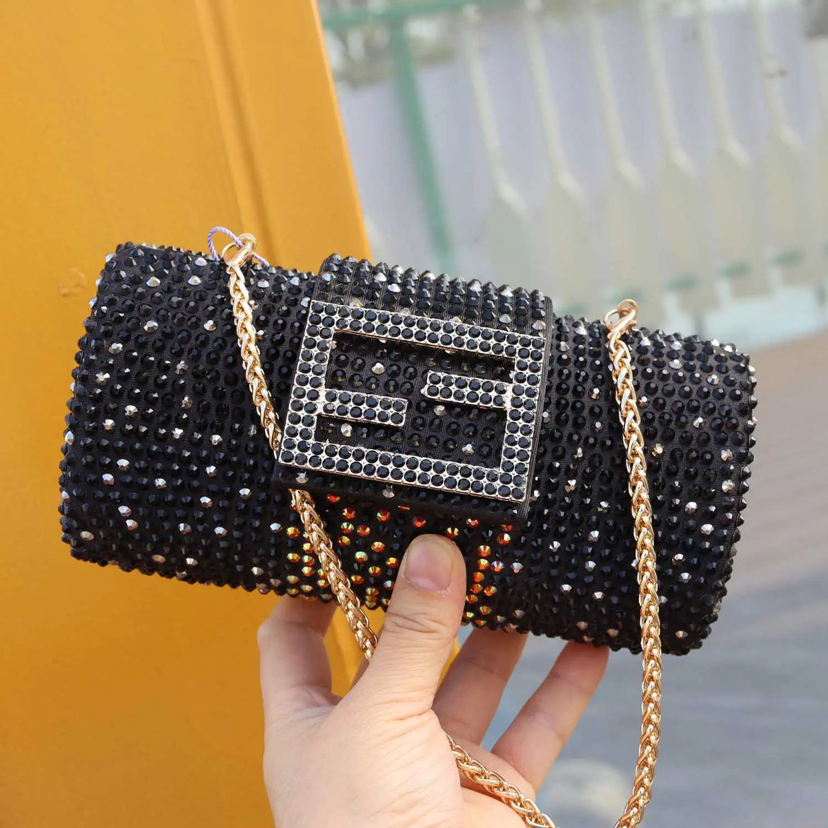 Beaded Bow Evening Clutch Bag
