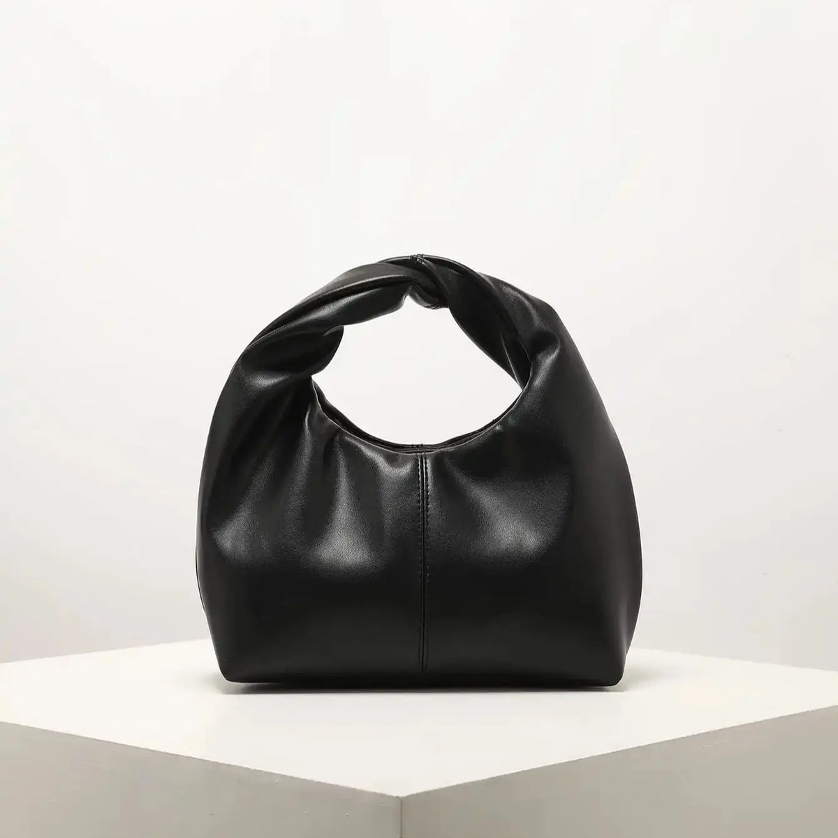 Ruched Square Top Handle Bag