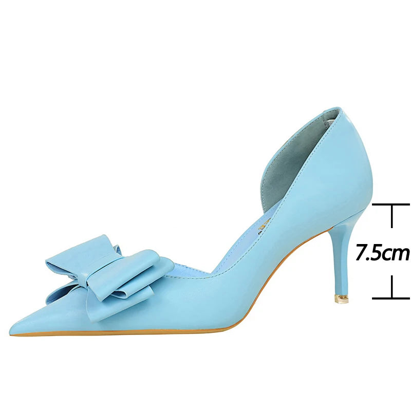 Handmade Pointed Bow Heel Pumps