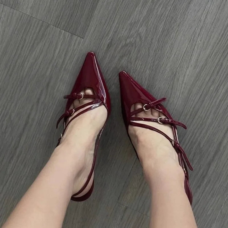 Hollow Pointed Slingback Heel Pumps