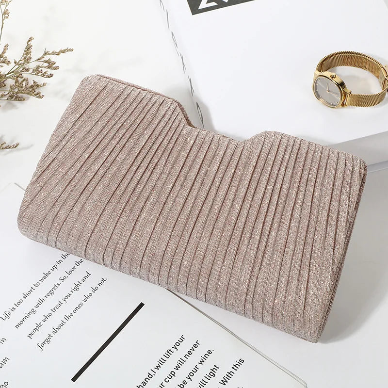 Striped Ruched Evening Clutch
