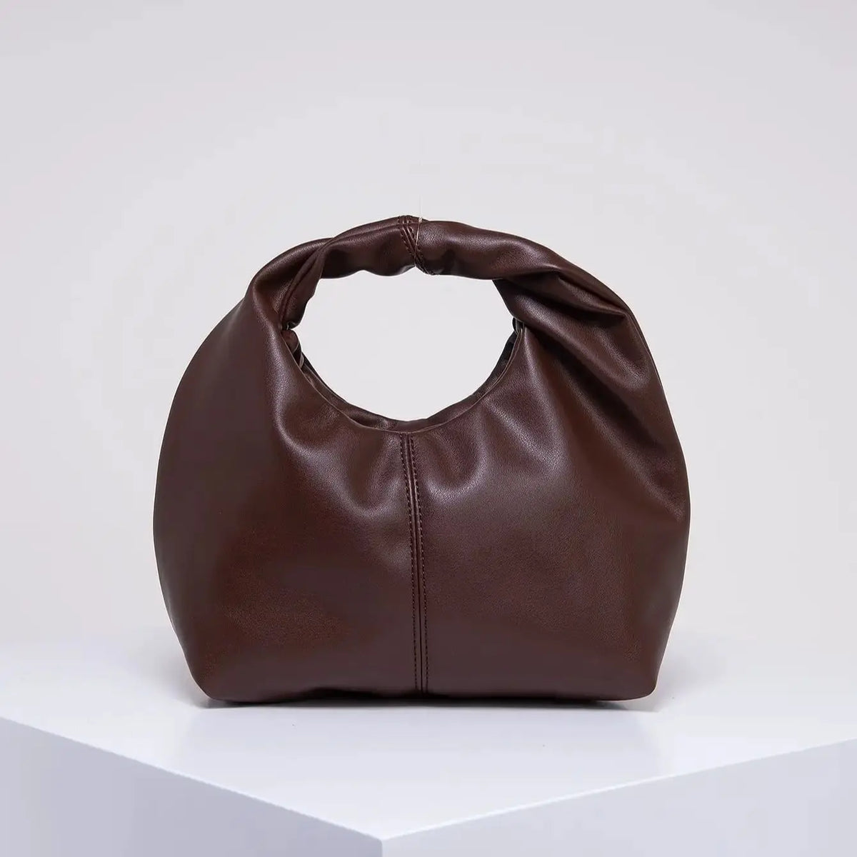 Ruched Square Top Handle Bag