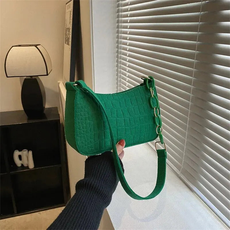 Fur-Lined Felt Bucket Bag