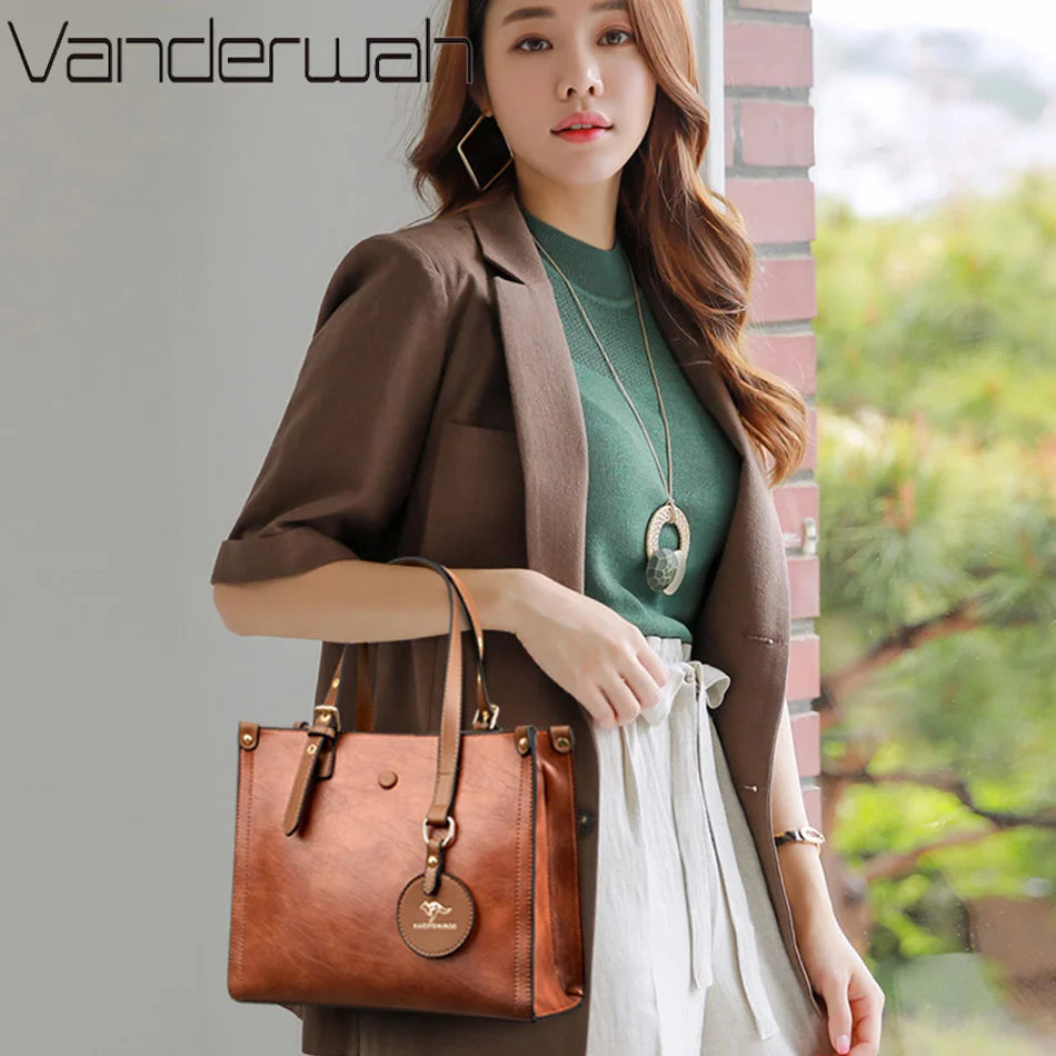 Vintage Split Leather Tote